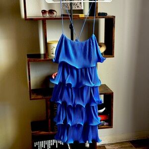 IMPRESSIONS Royal blue pleated dress NWT